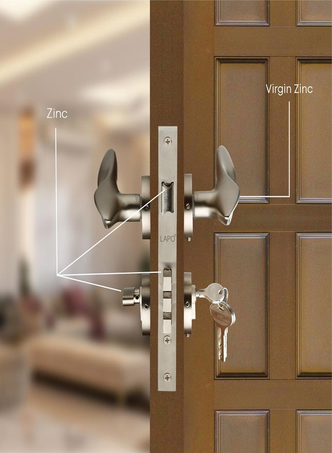LAPO Heavy Duty Door Lock for Main Door,Lock for Bedroom, Mortise Handlesets, Handles Set with 3 Brass Key for Home,Office,Hotel | Matt Finish | 3 Years Warranty Ro-178 - Image 4